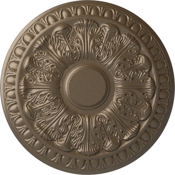 Ekena Millwork Colton Ceiling Medallion (Fits Canopies up to 4 3/4"), Hand-Painted Warm Silver, 15 3/4"OD x 1 1/2"P CM15CNWSS - main